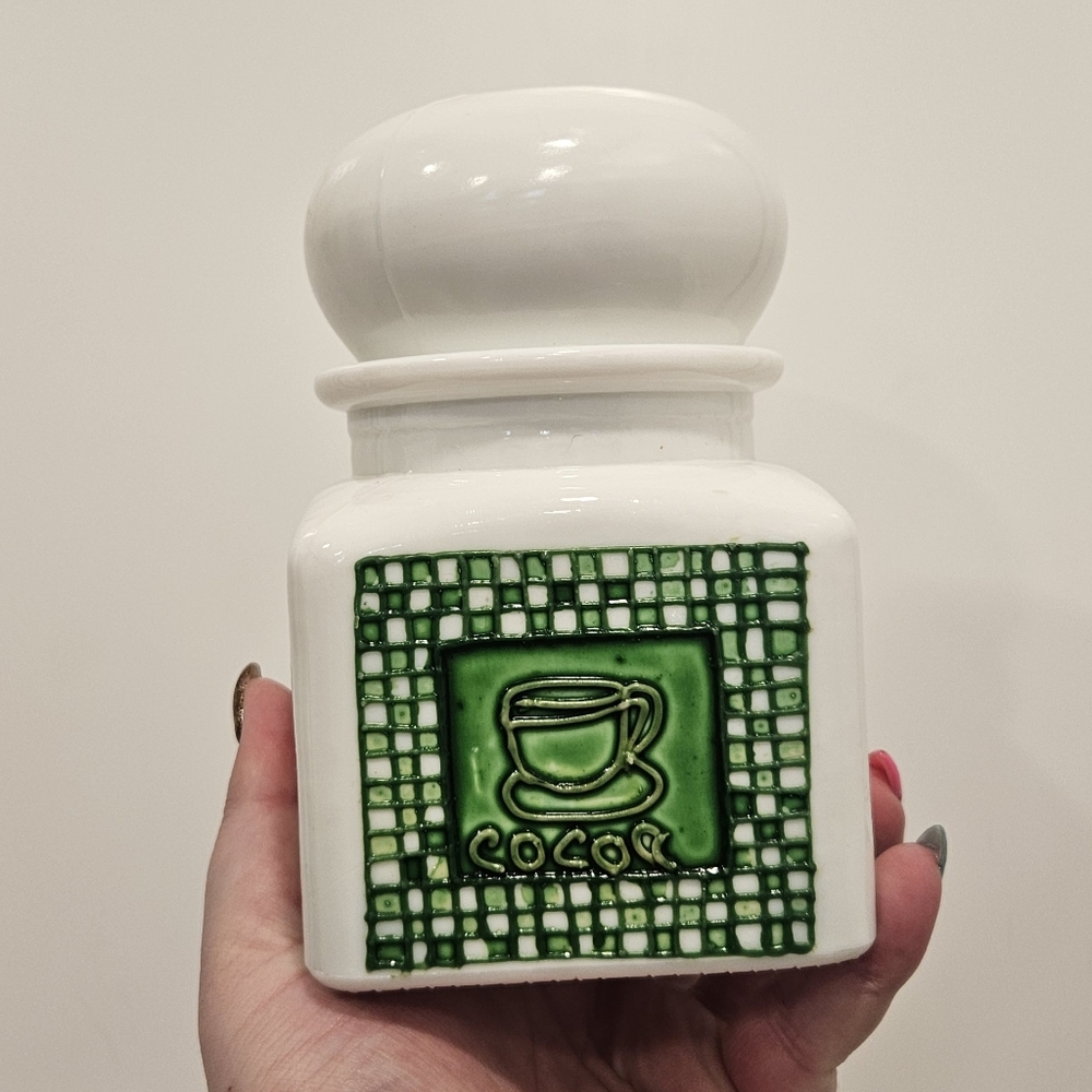 Vintage Milk Glass Hot Cocoa Canister
